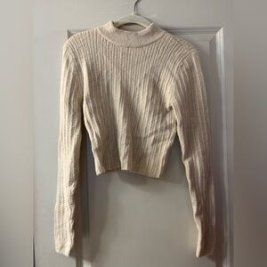Express Cream Ribbed Turtleneck Sweater